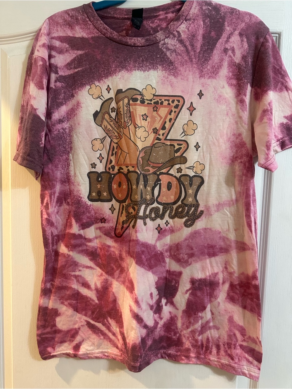 Howdy Honey Tie-Dye Graphic Tee - Purple & Cream